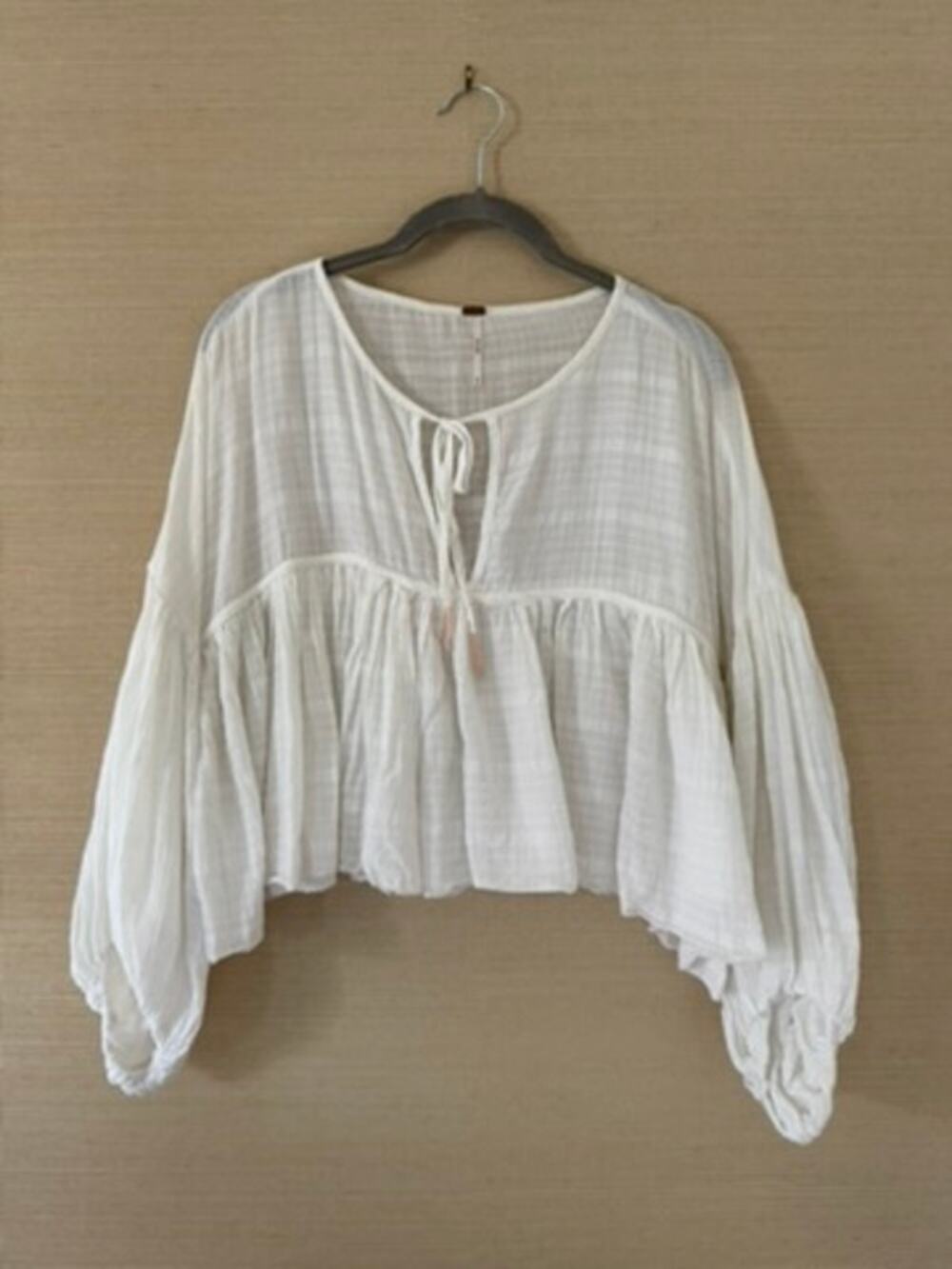 Free People White Cotton-Viscose Peasant Blouse – Size XS